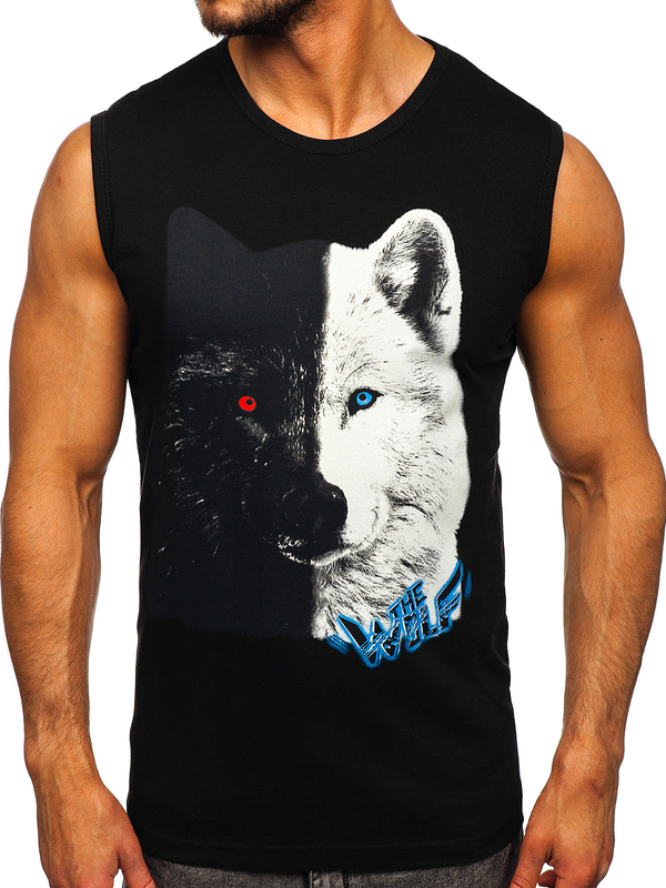 Tank Top mit Motiv Schwarz Bolf 14823