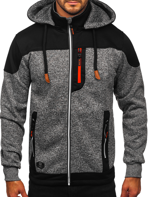 Herren Sweatshirt-Jacke mit Kapuze Anthrazit Bolf TC1229