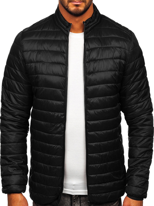 Herren Übergangsjacke mit Steppmuster Schwarz Bolf LY33