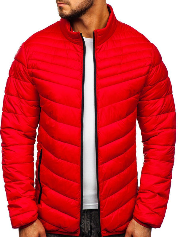 Herren Gepolsterte Winterjacke Rot Bolf 1137
