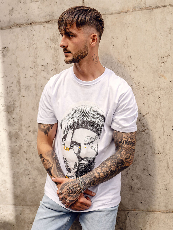 Herren T-Shirt mit Motiv Weiß Bolf 142175A