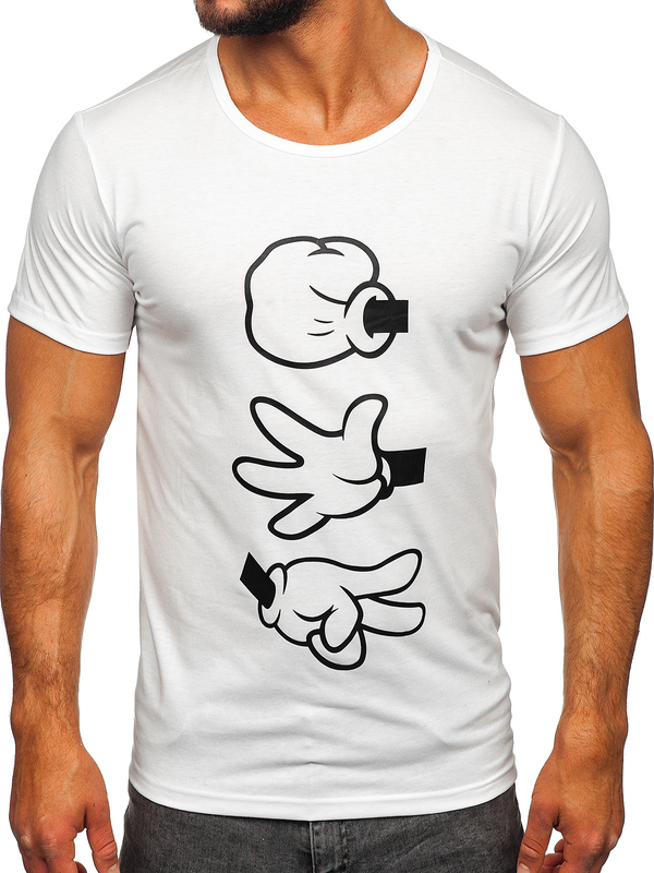 Herren T-Shirt mit Motiv Weiß Bolf KS1997