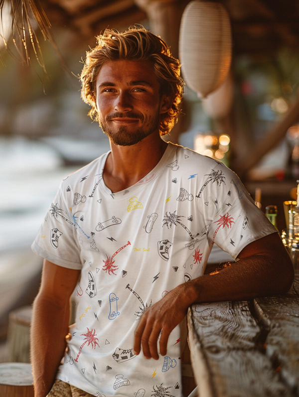 Herren T-Shirt mit Motiv Weiß Bolf 1150A2