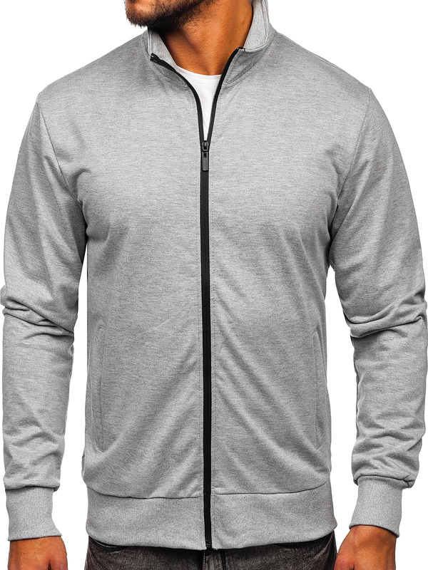 Herren Sweatjacke Sweatshirt mit Stehkragen Grau Bolf B067