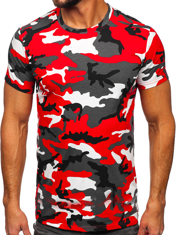 Herren T-Shirt mit Motiv Camo Rot Bolf 8T233