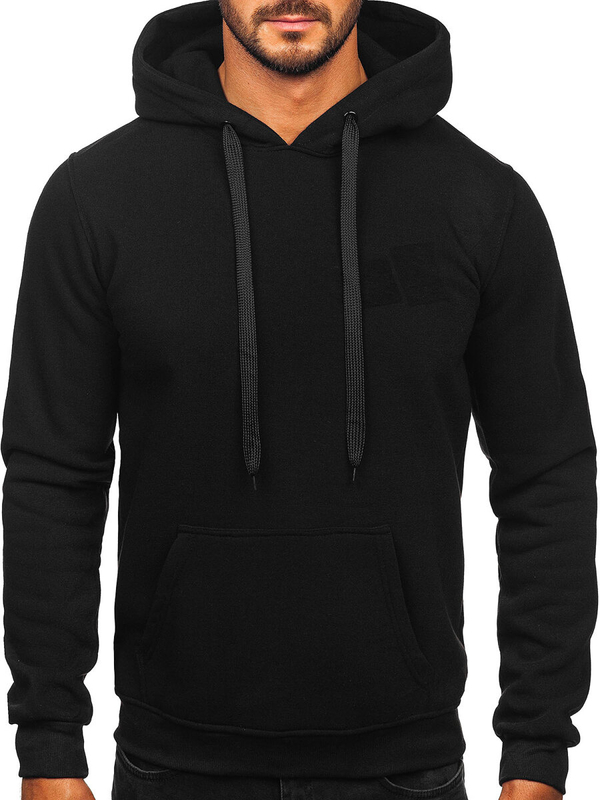 Herren Kapuzenpullover mit Kängurutsche Schwarz Bolf MB001