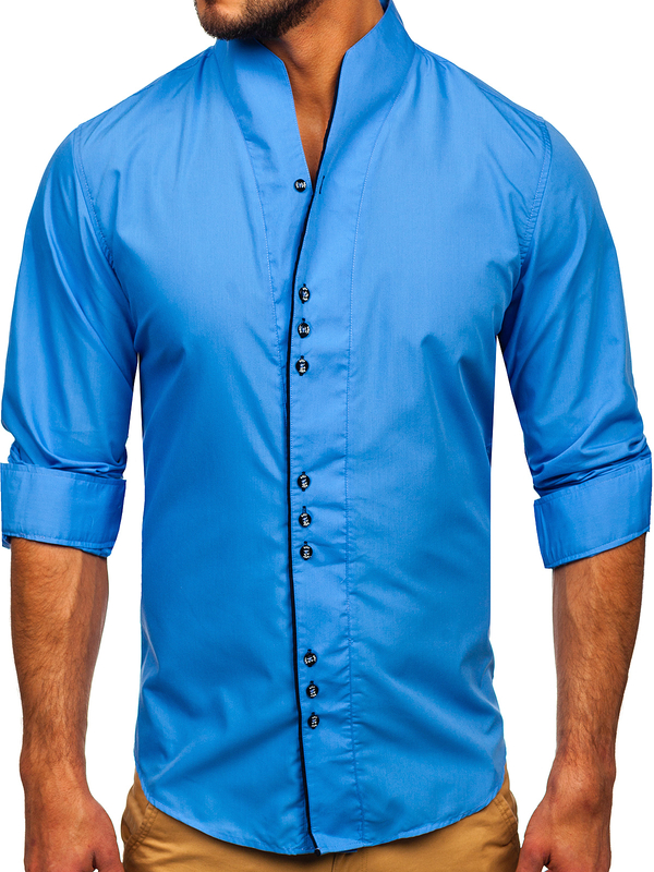 Herren Hemd Langarm Blau Bolf 5720