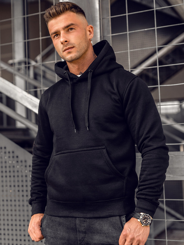 Herren Kapuzenpullover mit Kängurutasche Bolf Schwarz2009A