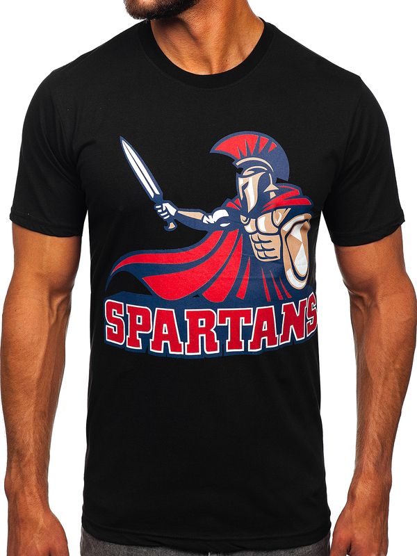 Herren Baumwoll T-Shirt mit Motiv Schwarz Bolf 143017