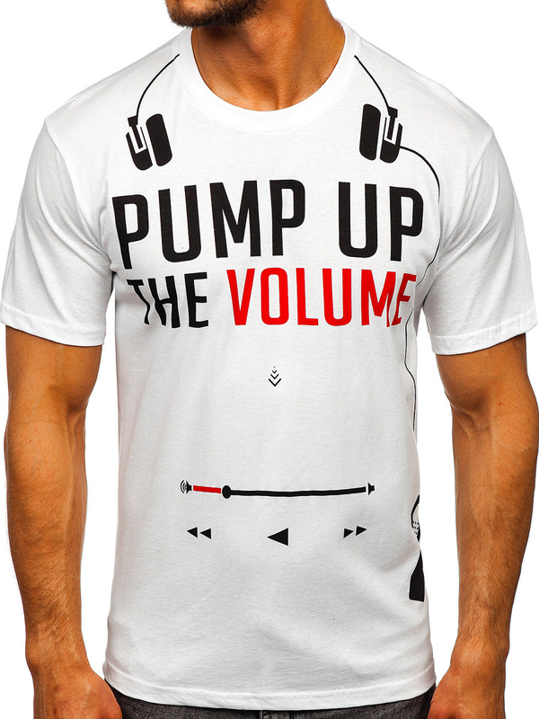 Herren T-Shirt mit Motiv Weiß Bolf 1171