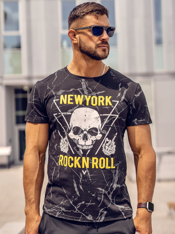 Herren T-Shirt mit Motiv Schwarz Bolf Y70030A