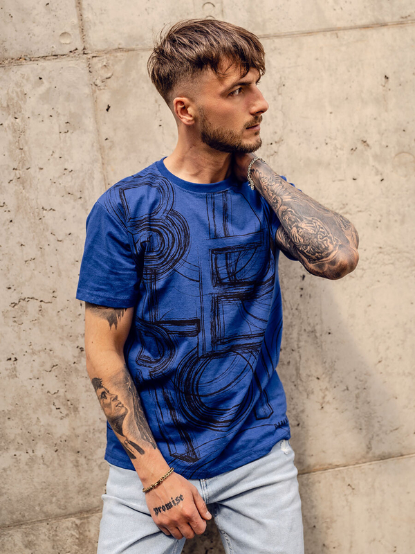 Herren T-Shirt mit Motiv Blau Bolf KS2525TA