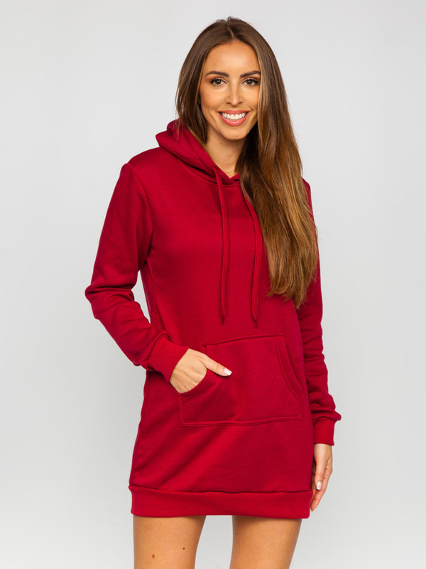 Damen Kapuzenpullover Lang Weinrot Bolf YS10003-A