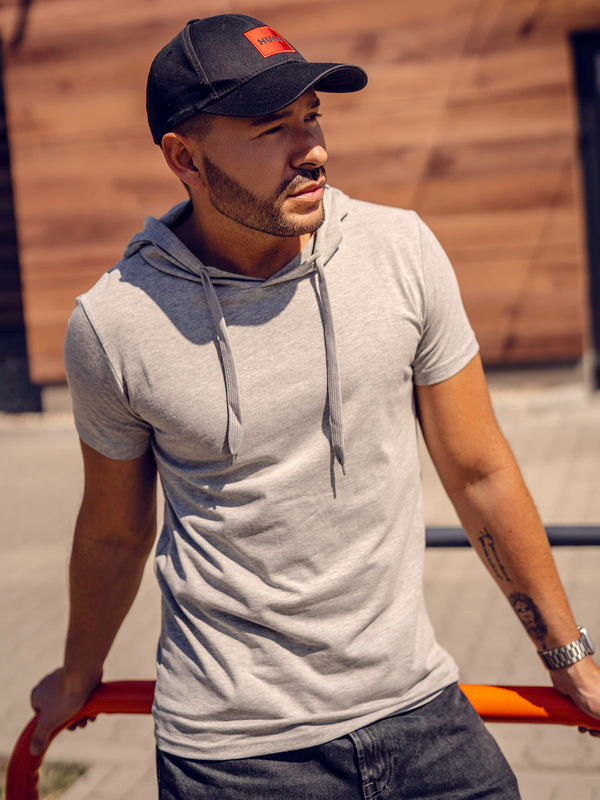 Herren T-Shirt mit Kapuze Grau Bolf 8T89A