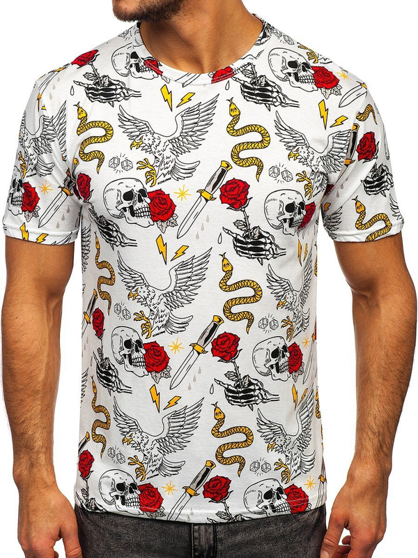 Bolf Herren T-Shirt mit Motiv Weiß  14900