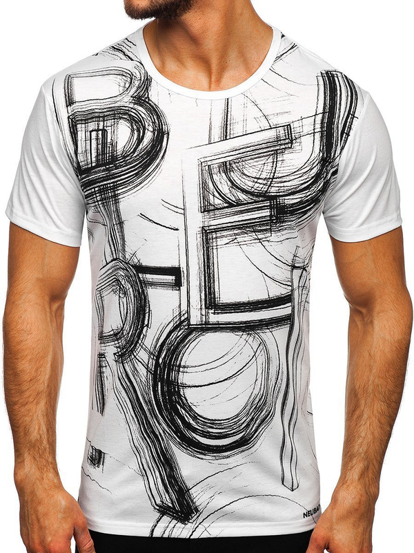 Herren T-Shirt mit Motiv Weiß Bolf KS2525T