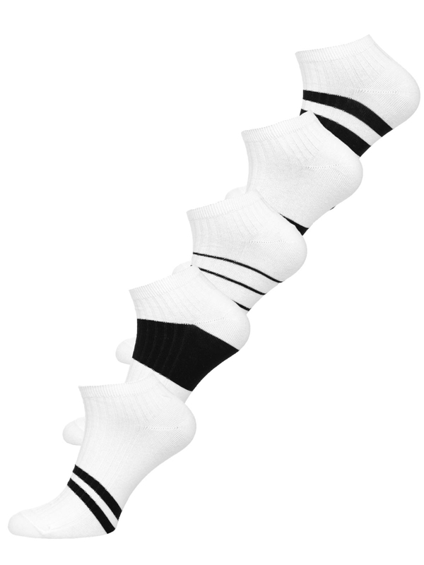 Herren Socken Weiß-Schwarz M082-5P 5 Bolf PACK