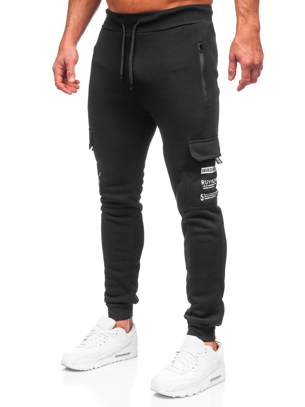 Herren Warme Hose Cargohose Jogger Pants Schwarz Bolf HW2207