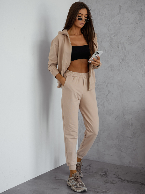 Damen Zweiteiler-Set mit Kapuze Beige Bolf 821110