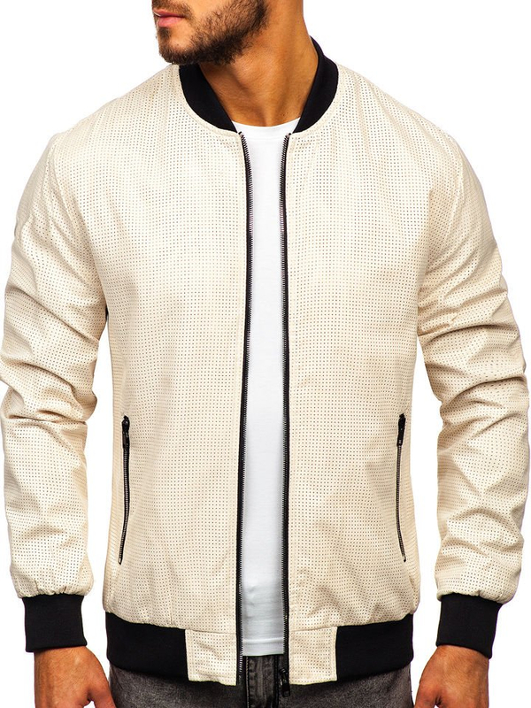 Herren Übergangsjacke Bomberjacke Beige Bolf 6116