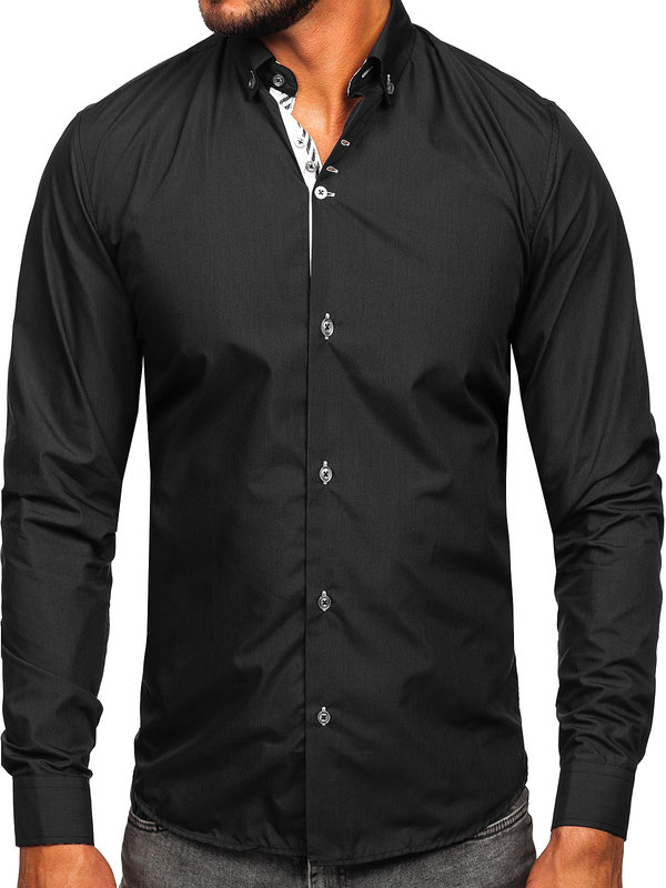 Herren Hemd Langarm Elegant Anthrazit Bolf 5796-1