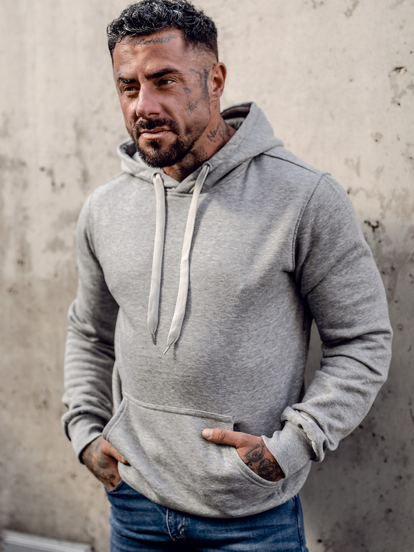 Herren Kapuzenpullover mit Kängurutasche Grau Bolf MB001A