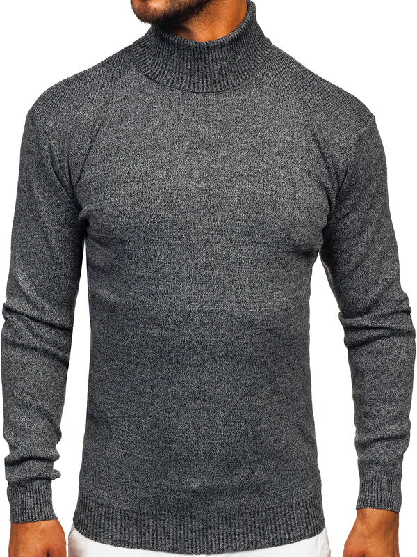 Herren Rollkragenpullover Basic Anthrazit Bolf S8730