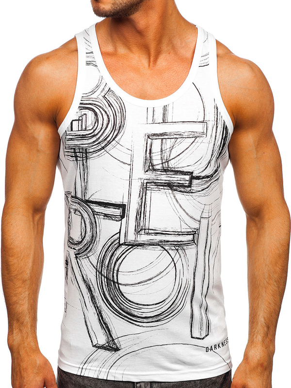 Herren Tank Top mit Motiv Weiß Bolf 14846
