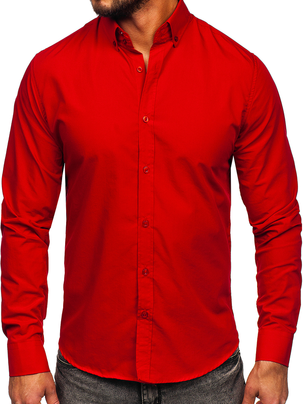 Herren Hemd Elegant Herrenhemd Rot Bolf 5821-1