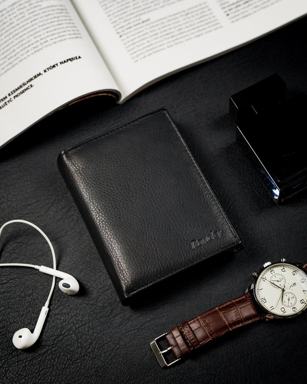 Herren Leder Geldbörse Schwarz 12227