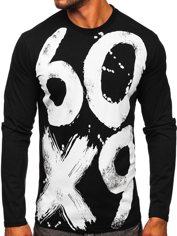 Herren Longsleeve mit Motiv Schwarz Bolf 146745