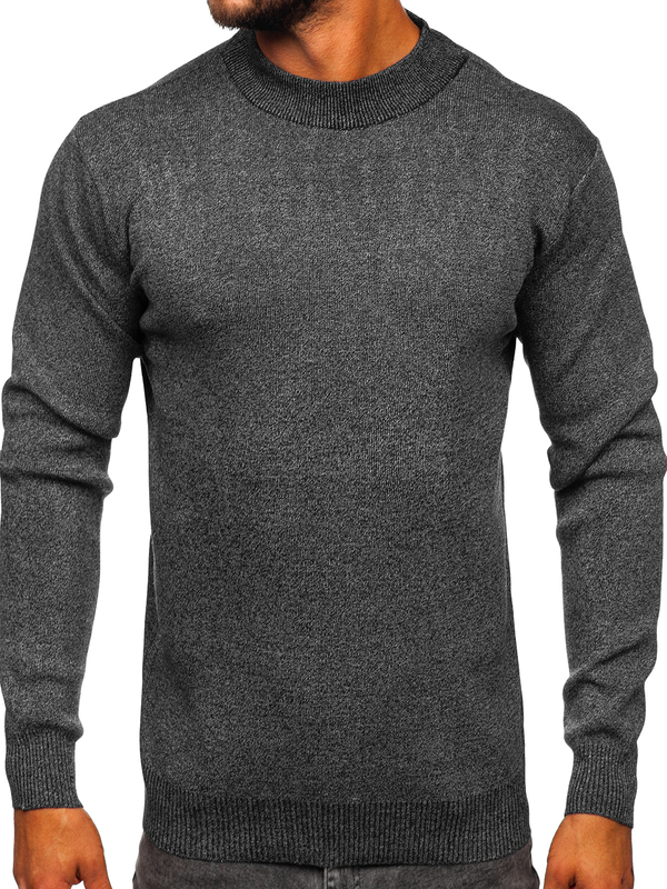 Herren Halb Rollkragenpullover Basic Anthrazit Bolf S8561