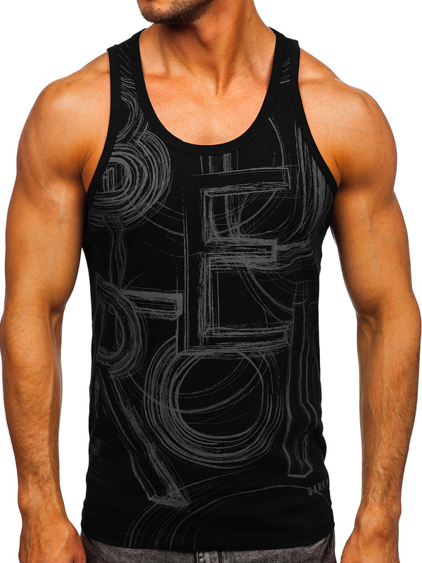 Herren Tank Top Boxershirt mit Motiv Schwarz Bolf 14846