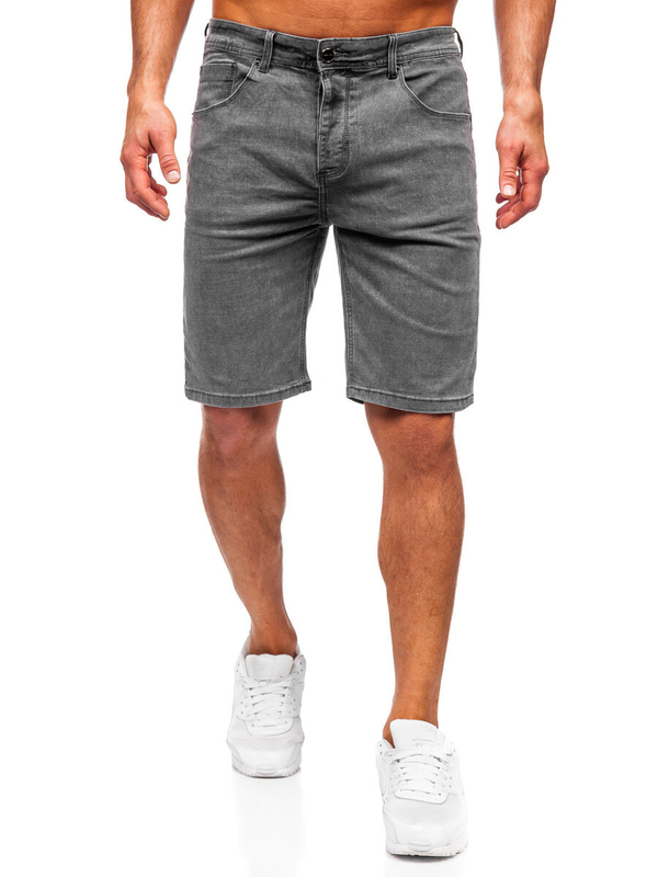 Herren Kurze Hose Jeansshorts Schwarzgrau Bolf MP0274GS