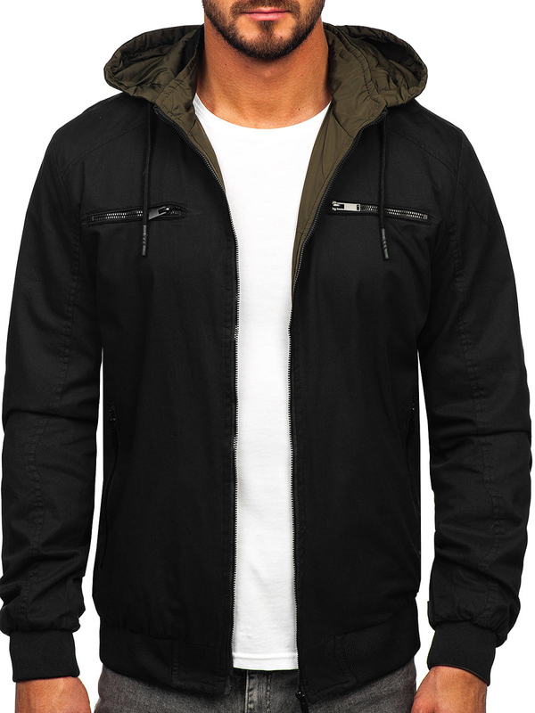 Herren Baumwoll Übergangsjacke Schwarz Bolf 84M3010