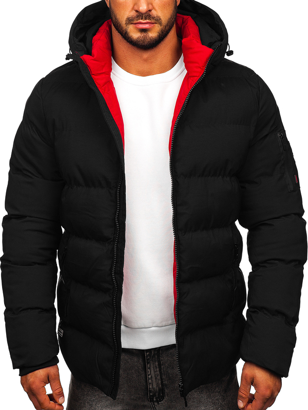 Herren Gepolsterte Winterjacke Schwarz Bolf 7338
