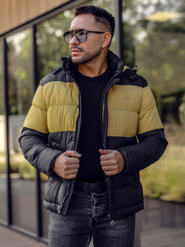 Herren Winterjacke Sport Jacke mit Steppmuster Schwarz Bolf 1975