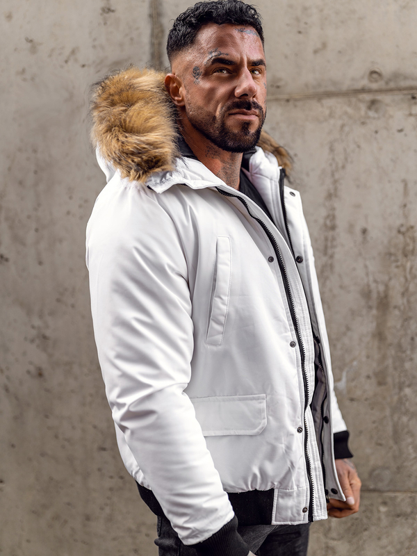 Herren Winterjacke Weiß Bolf 2019