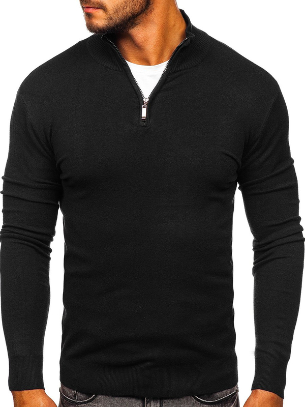 Herren Pullover mit Stehkragen Schwarz Bolf YY08