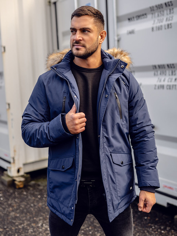 Herren Winterjacke Parka Alaska Dunkelblau Bolf WX032CA