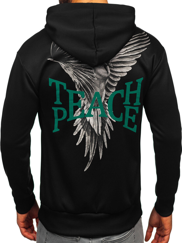 Herren Kapuzenpullover mit Motiv Schwarz Bolf M279