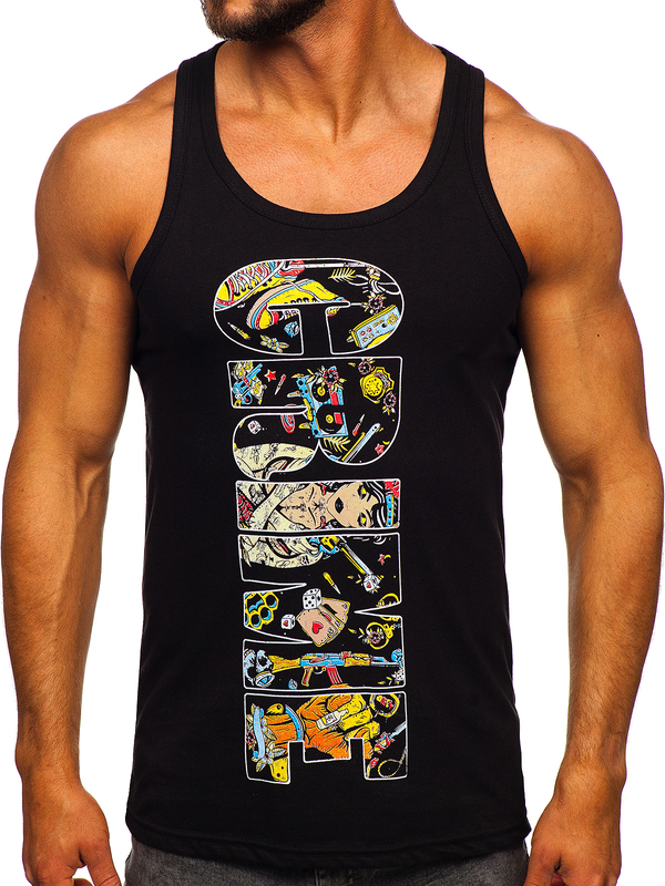 Herren Tank Top mit Motiv Schwarz Bolf 143031