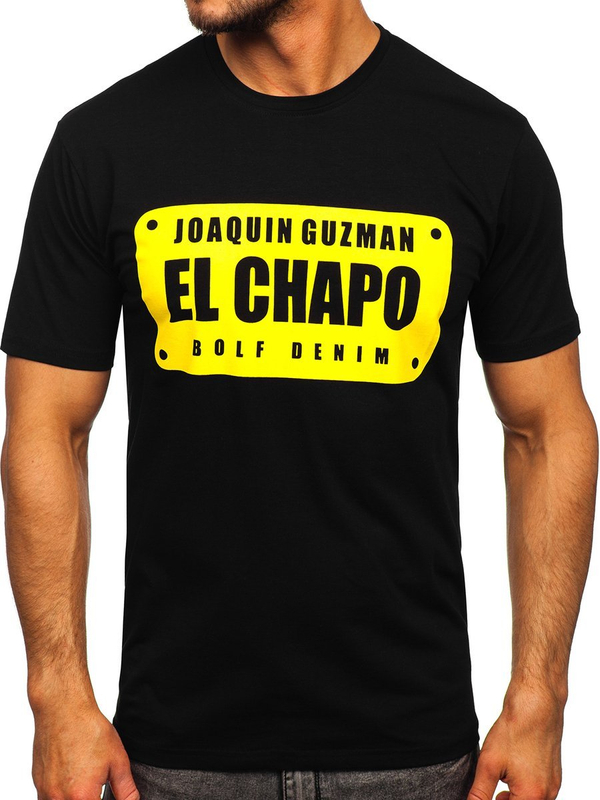 Herren T-Shirt mit Motiv Schwarz Bolf 192364