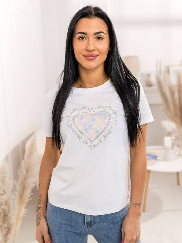 Damen T-Shirt mit Applikation Weiß Bolf 95T2510
