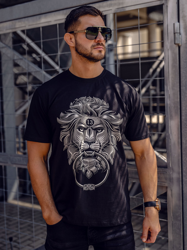 Herren T-Shirt mit Motiv Schwarz Bolf 0202A
