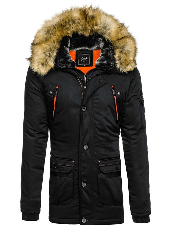 Herren Winterjacke Parka Schwarz Bolf 1067A1