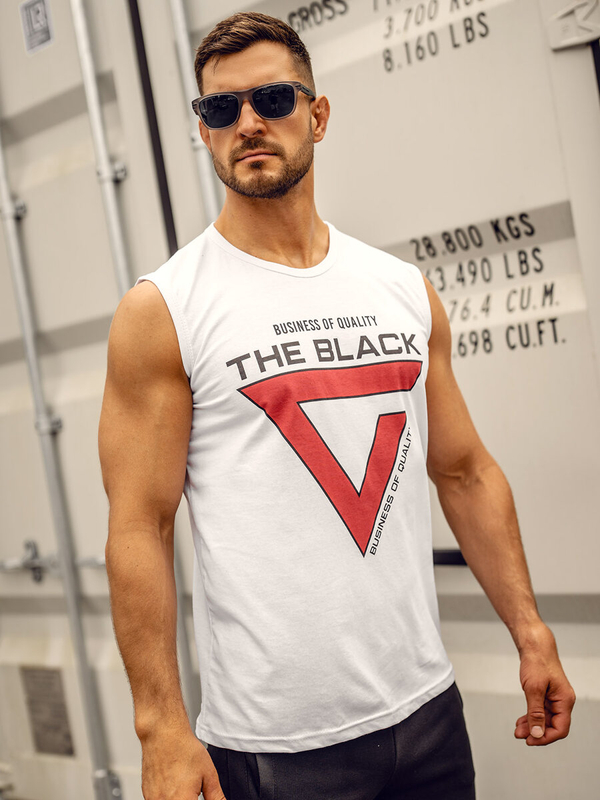 Herren Tank Top mit Motiv Bolf Weiß14816A