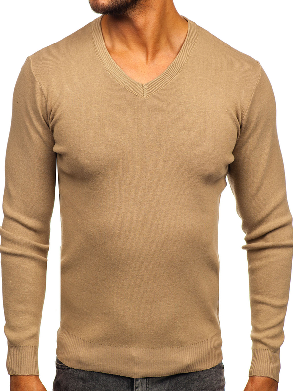Herren Pullover mit V-Auschchnitt Beige Bolf H2405