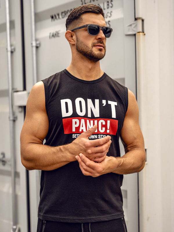 Herren Tank Top mit Motiv Schwarz Bolf 14827A