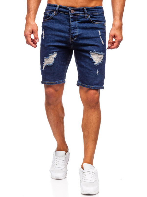 Herren Kurze Jeanshose Shorts Dunkelblau męskie Bolf 0766